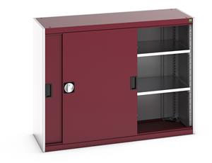 40014060.** Bott cubio cupboard with lockable sliding doors 1000mm high x 1300mm wide x 525mm deep and supplied with 2 x 160kg capacity shelves.   Ideal for areas with limited space where standard outward opening doors would not be suitable....